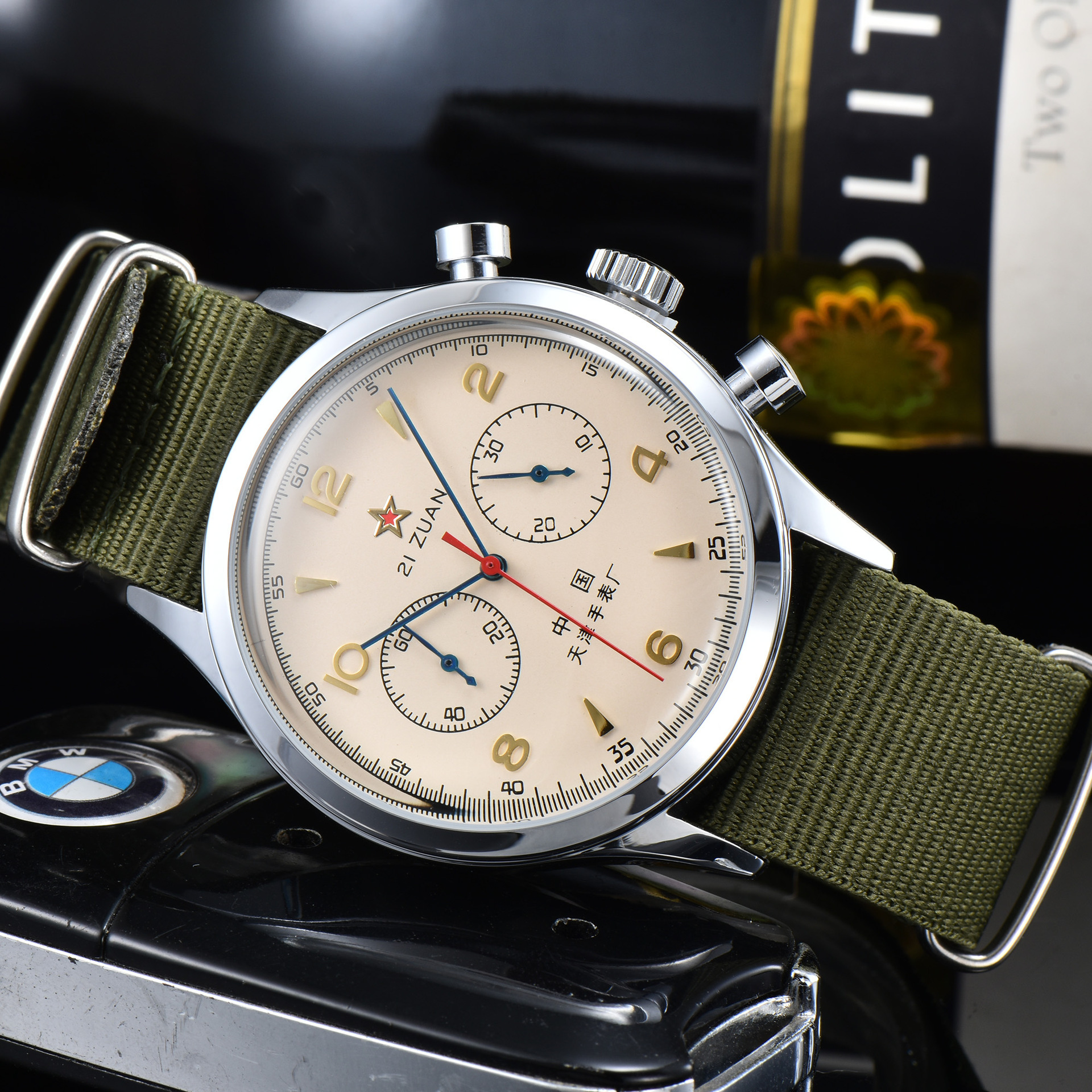 2022 cross-border product pot cover glass 5-pin multifunctional atmospheric quartz watch manufacturer supply