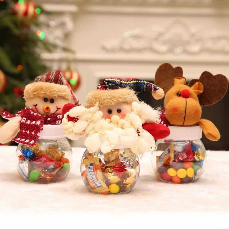 Christmas decorations New Plaid creative cartoon Three-dimensional gift candy box round five-star doll candy jar
