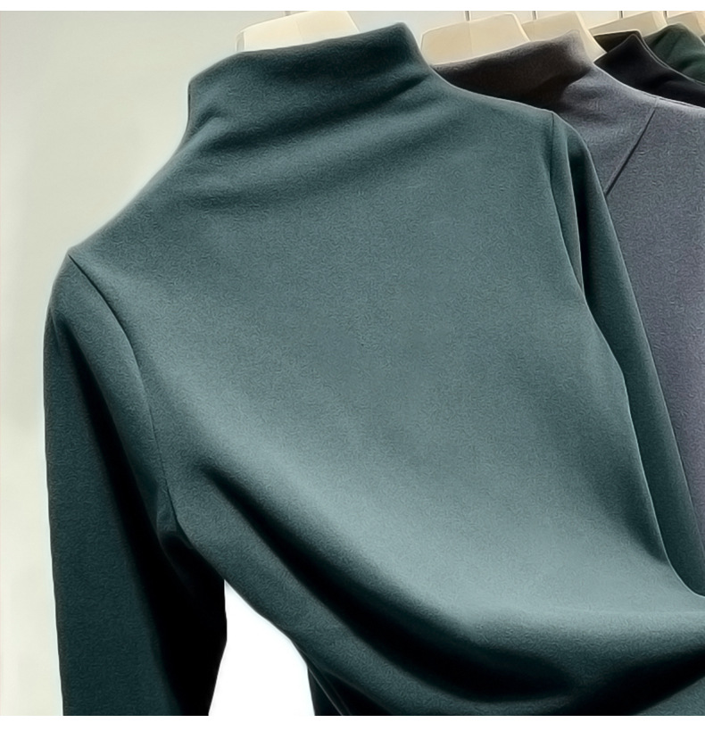 Picture of Derong Warm Bottoming Shirt Solid Color Women's Autumn and Winter Korean Style Plus Velvet Slim Long Sleeve T-Shirt Women's Tops Women's Wholesale