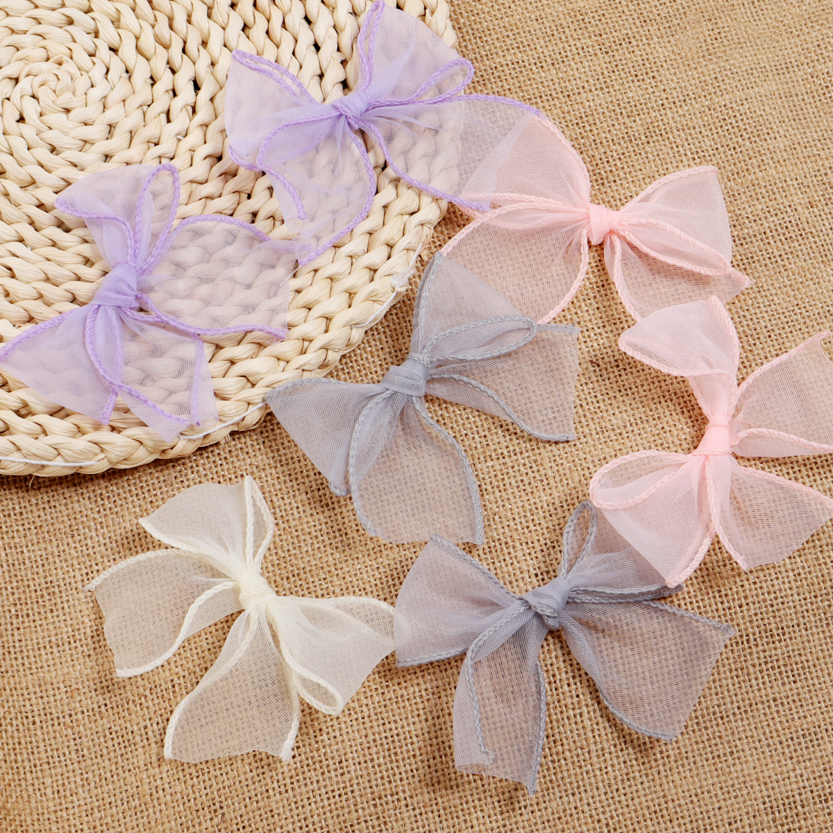 Picture of Fishtail Yarn Hand Tie Bow Hairpin Semi-finished Mesh Yarn Ribbon Bow Jewelry Hair Accessories Clothing Shoes and Hats Accessories