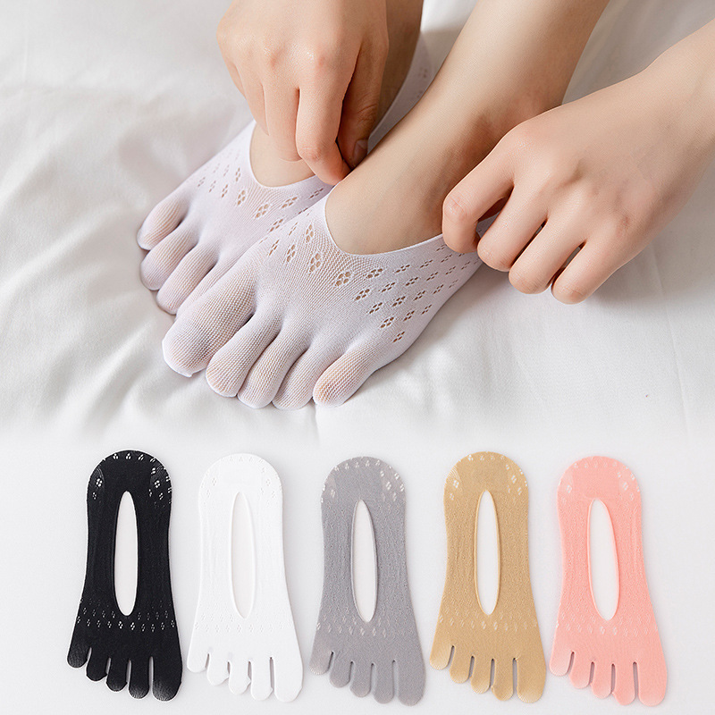 Five Finger Socks Women's Boat Socks Summer Thin Ins Fashionable Breathable Sweat Absorbing Shallow Mouth Invisible Socks Women's Toe Socks Summer