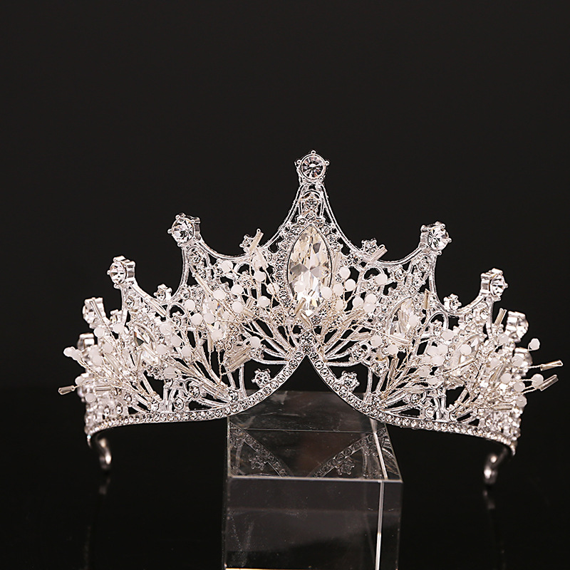 Picture of Cross-Border Bridal Crown Handmade Jewelry Rhinestone Tiara European and American Crown Children's Hair Accessories Adult Birthday Baking Dress