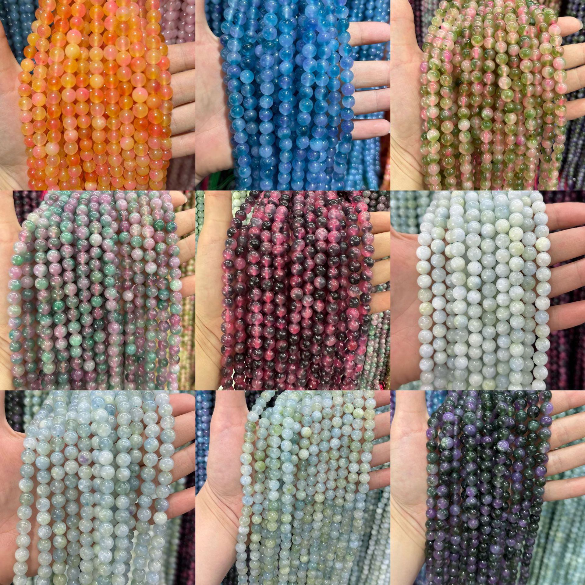 Picture of Live hot grade a chalcedony 8mm two-color round beads beads handmade diy Internet celebrity matching in stock jewelry