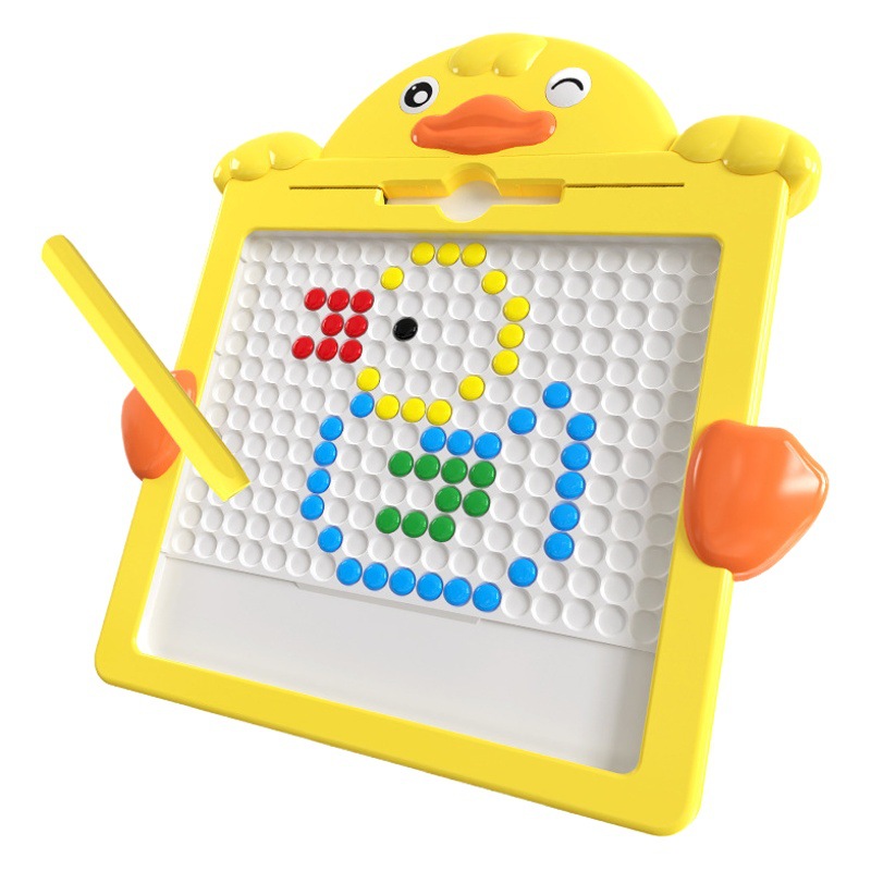 Children's Magnetic Pen Drawing Board Little Yellow Duck Magnetic Stone Bead Training Puzzle Baby Focus Coordination Exercise Toy