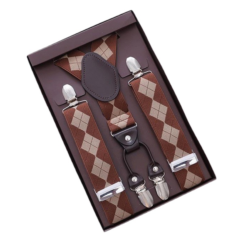 Picture of High elastic pants suspender clip men's activity suspender gift box school uniform four-clip suit pants adult suspender