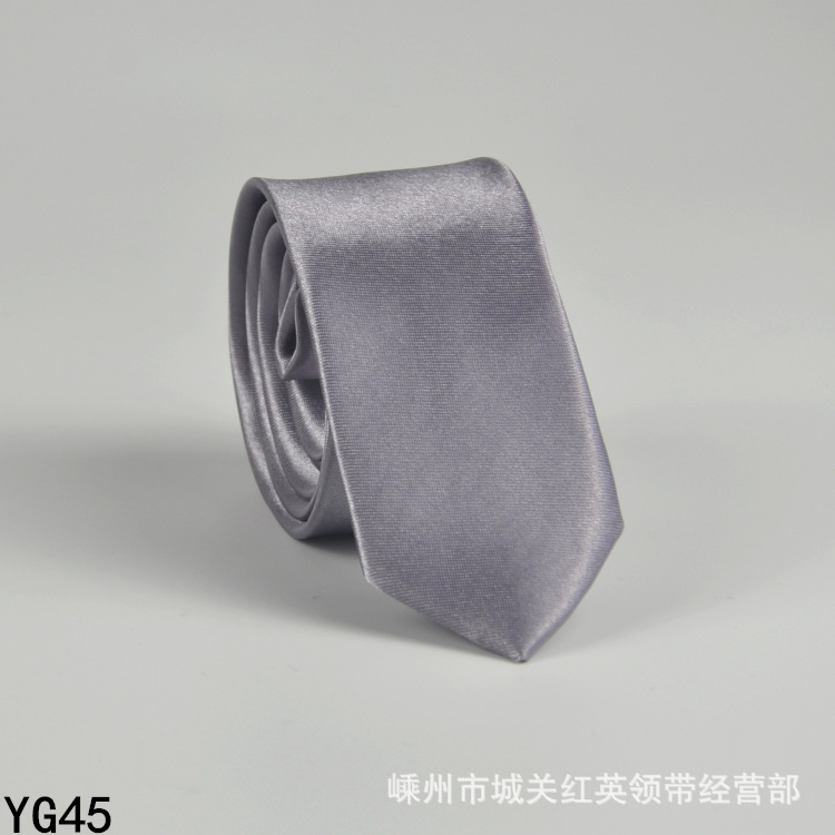 Picture of Solid color tie men's casual 5cm Korean style artificial silk narrow tie for workplace wedding business administrative wholesale