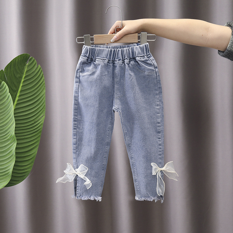 Picture of Girls' Pants Korean Jeans Women's Micro Denim Pants Fashion Split Stretch Girls' Spring and Autumn Jeans