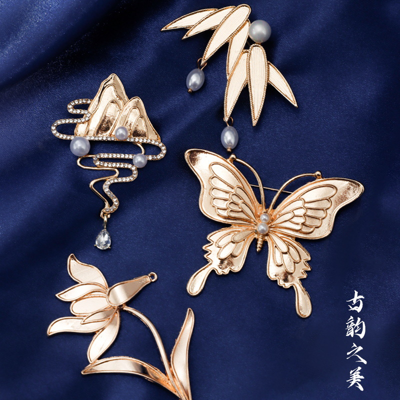 Intangible Cultural Heritage DIY Handmade Blue Butterfly Brooch Hairpin Base Embryo Material Accessories