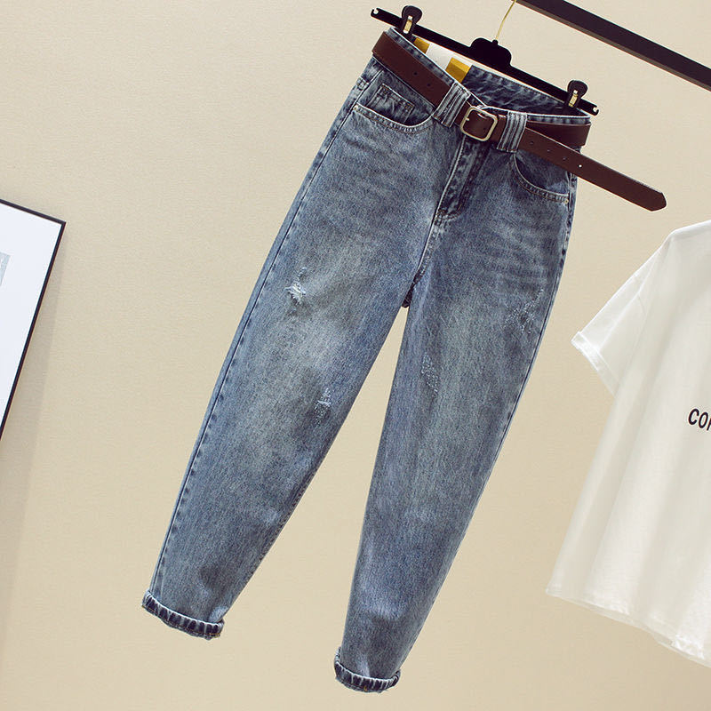 Jeans Women's 2024 Spring and Autumn New High Waist Slim Look Tall Radish Pants Loose Wide Leg Harlan Dad Trendy Pants