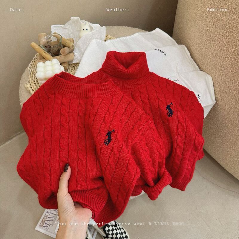 Picture of [in stock] Boys' and Girls' Red Sweater Thick Korean Style New Year's Service for Children's Baby in Autumn and Winter