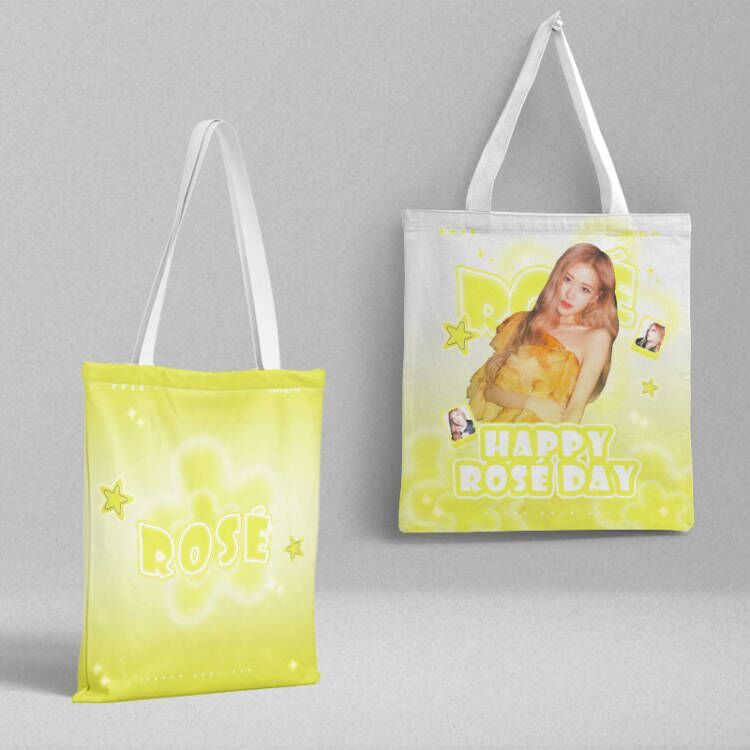 Park Caiying Rose Canvas Bag Length 36 Width 34cm Celebrity Peripheral Student School Bag Satchel Canvas Bag Double-Sided