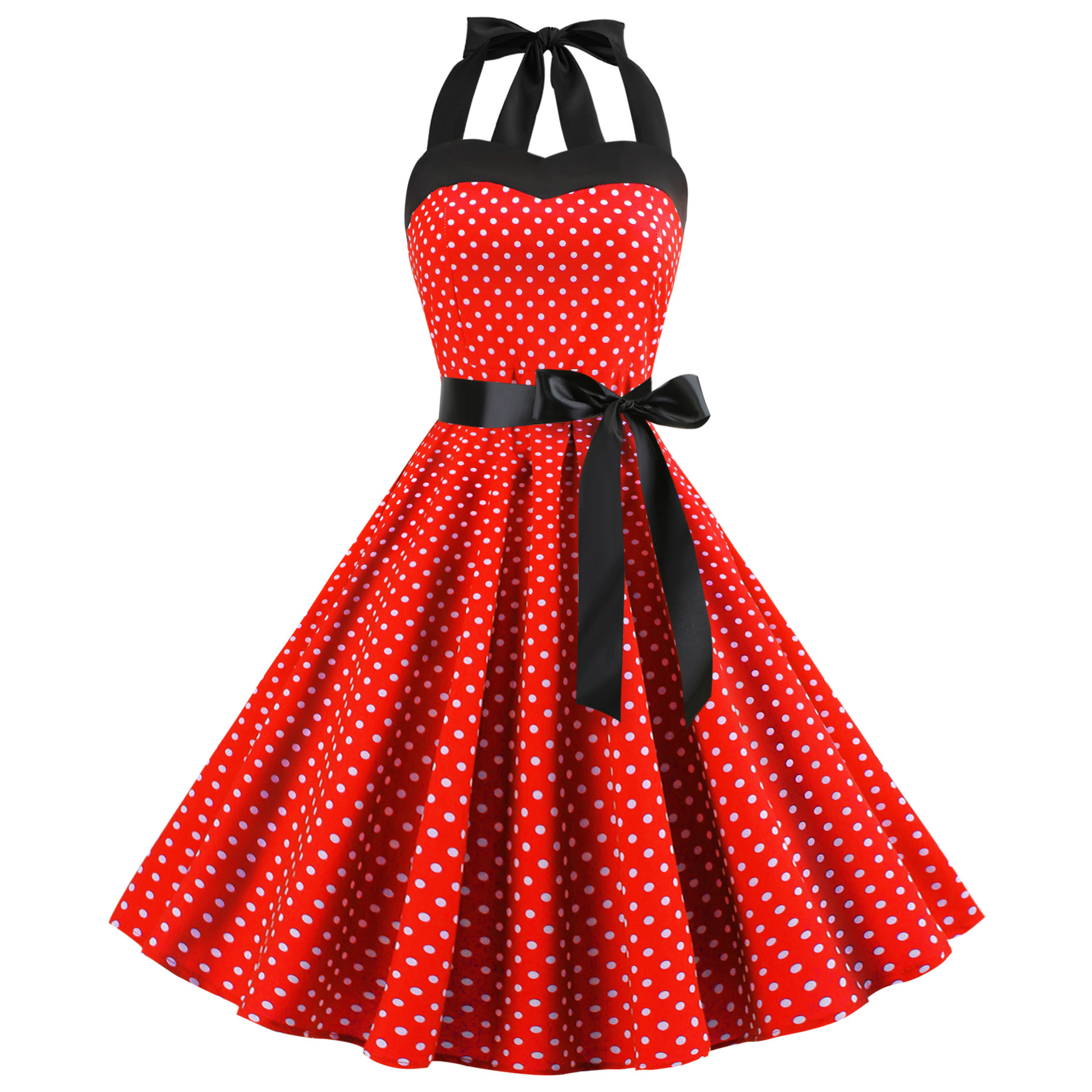 Picture of Foreign Trade Cross-border Women's Summer Dress Strap Wave Dot New Retro Large Dress Amazon Large Size Dress
