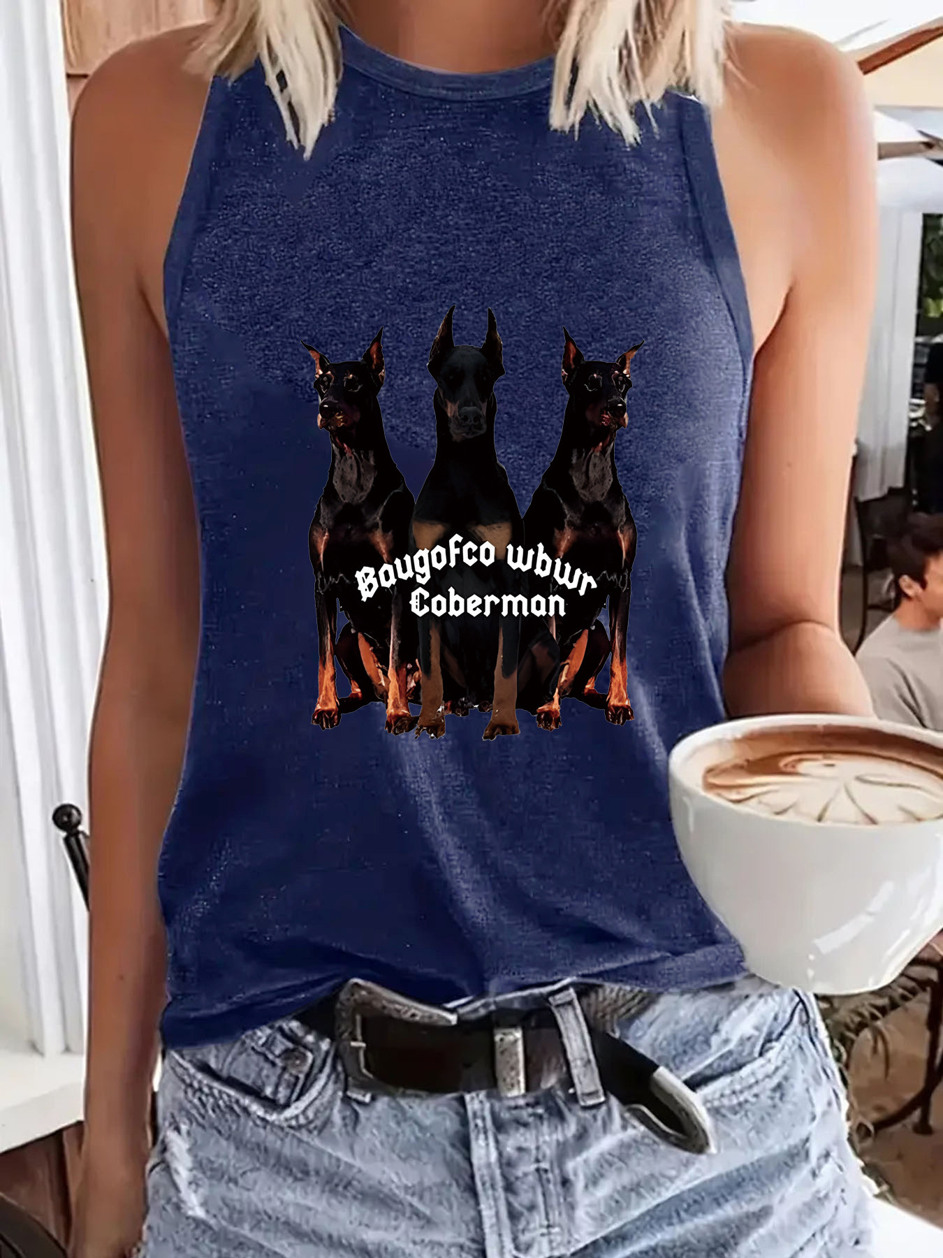 AliExpress Amazon Hot Dog Print Round Neck Vest Spring Summer Casual Sleeveless Top Women's Clothing
