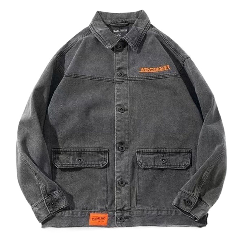 Denim Jacket Men's Autumn and Winter fleece-lined New Korean Style Ins Fashionable Fat Man plus size Loose Casual Work Jacket