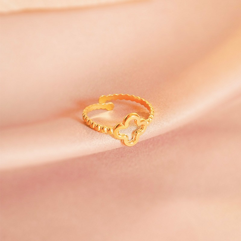 Clover ring Women's personalized fashion ring adjustable open ring Korean style simple titanium steel jewelry student