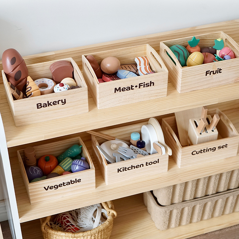 Cross-border Children's Play-house Toy Wooden Magnetic Fruit Cutting Music Simulation Pot Gift Mini Kitchen suit