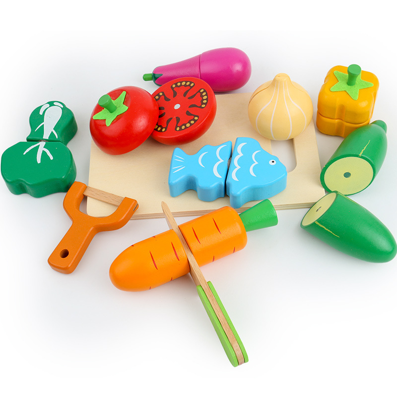 Picture of Chesele Children's Educational Toys 4-6 Wooden Fun Early Education Kitchen Simulation Play-in Magnetic Fruits and Vegetables