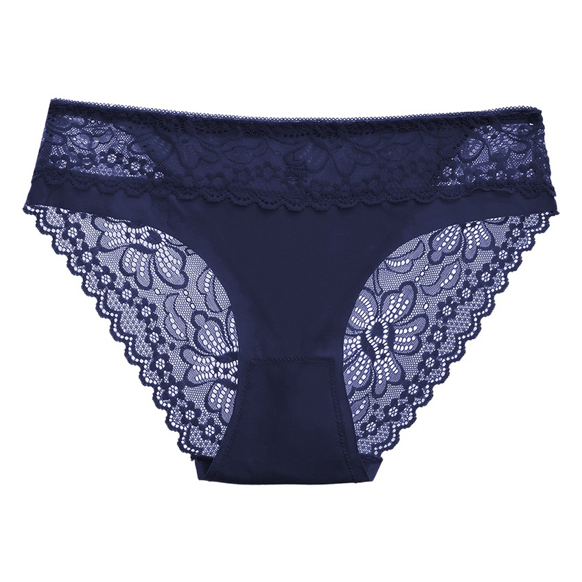 Cross-border popular stitching lace underwear Women's Ice Silk comfortable breathable women's briefs French romantic girl's pants