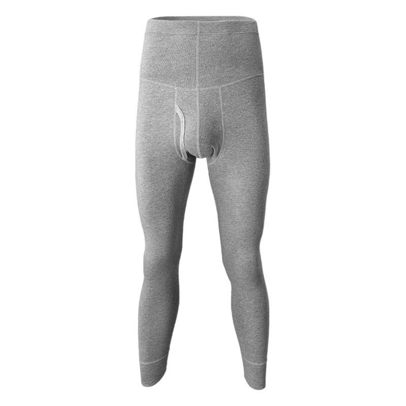 Autumn Trousers Men's Pure Cotton Single Thin Base Warm Pants Tight Cotton Pants High Waist Line Pants Autumn and Winter Waist Protection Pants
