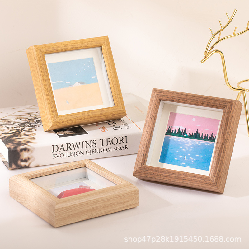 Mini 4 Inch Hollow Simple Set Table Photo Frame Oil Painting Stick Butterfly Specimen Children Watercolor Painting DIY Wooden Photo Frame