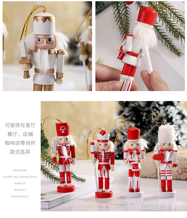 Picture of Cross-border Christmas Gift 12.5cm Wooden Nutcracker Soldier Small Tin Soldier Set Four Holiday Decorative Desktop Ornaments