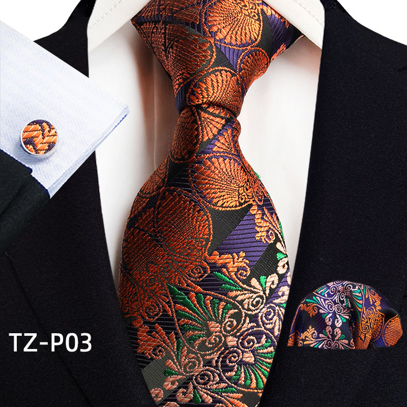 Picture of New tie men's business banquet formal dress wedding pattern green hand tie polyester jacquard fabric wholesale