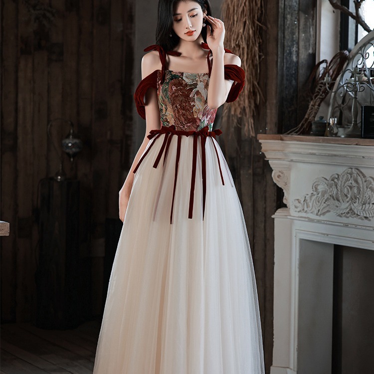 Picture of French Mesh Splicing, Stunning Elegant Evening Dress, Accessible Luxury, Classy French Engagement, Birthday Art Test Dress, Can Be Worn at Ordinary Times