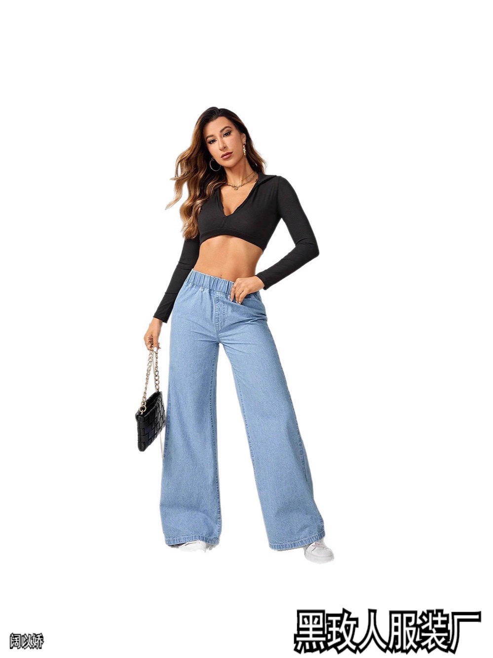Fashion casual jeans women's 2025 new retro drape straight loose wide-leg long pants wide leg loose