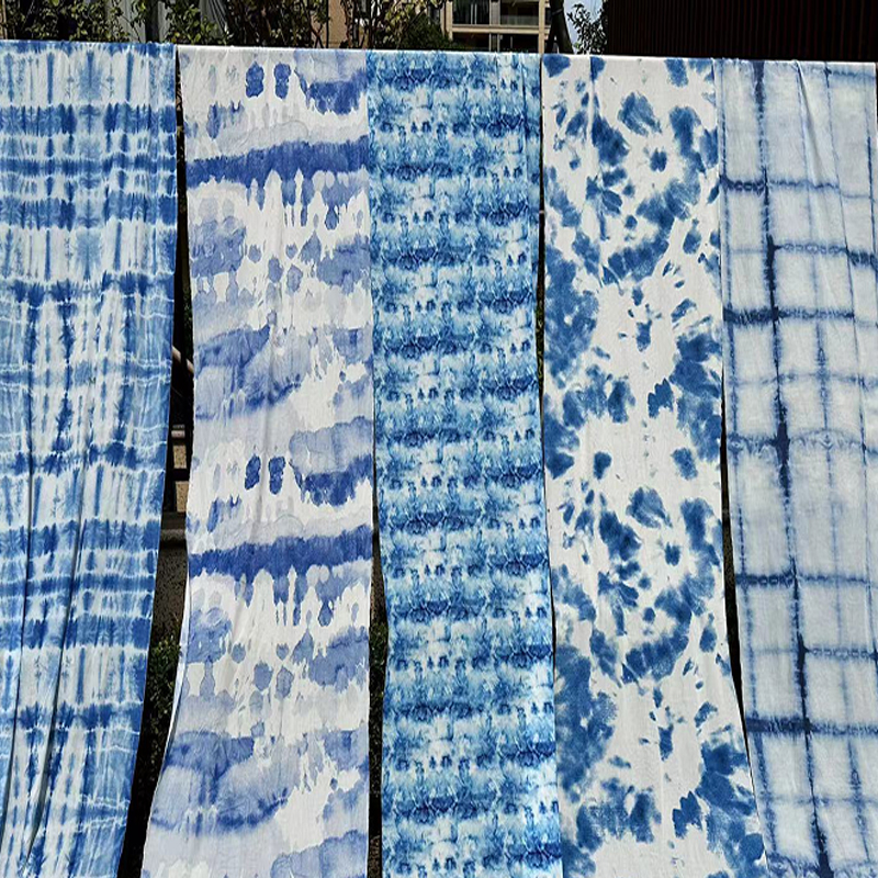 Picture of Cotton Traditional Tie-Dye Pattern Fabric Ethnic Style Blue Dye Kindergarten Environmental Background Cloth Mantle Decorative Fabric