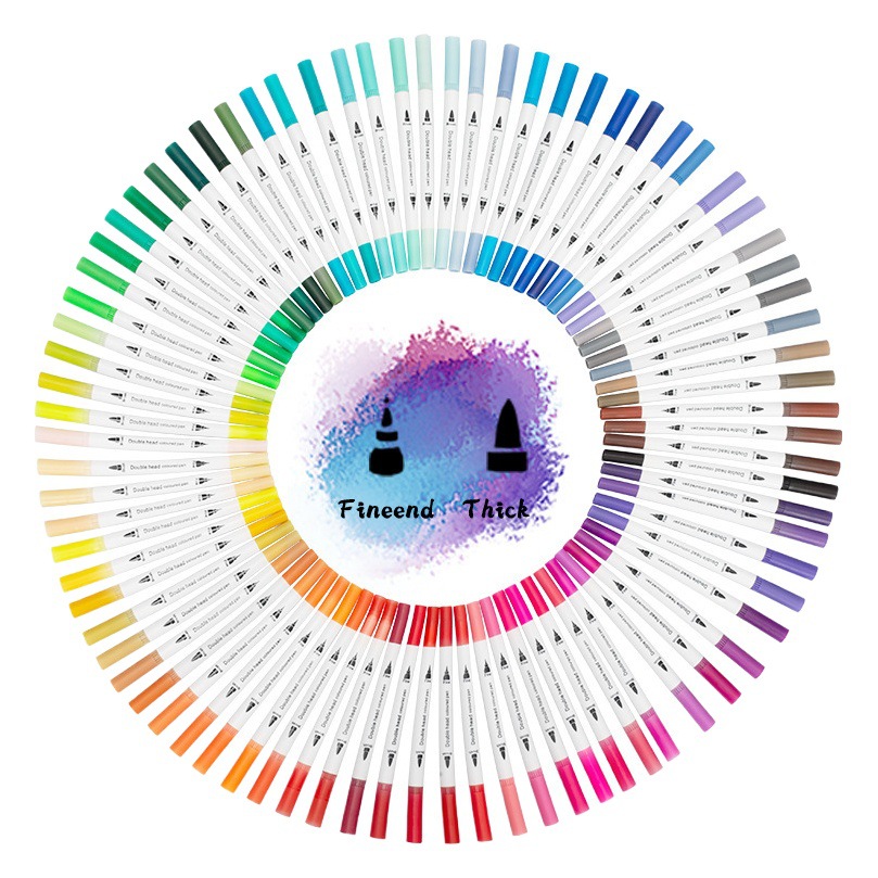 Double-headed watercolor pen suit wholesale children's kindergarten brush soft-headed color pen washable 12-color 24-color Hook pen
