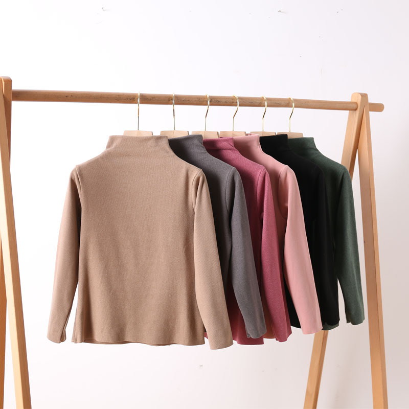 Picture of Children's cationic bottoming shirt seamless elastic autumn and winter boys and girls mid-collar velvet warm inner western style top