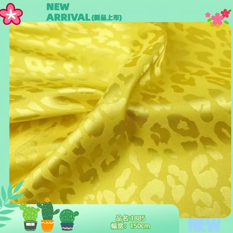 Spring and Summer Satin satin jacquard fabric leopard print dark flower dress pajamas dress fashion fabric