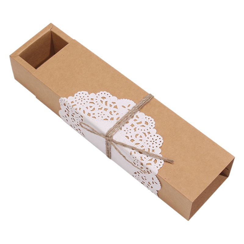 Vintage Kraft Paper Drawer Baking Cookie Box Macaron Packaging Box Candy Chocolate Cookie Moon Cake Gift Box