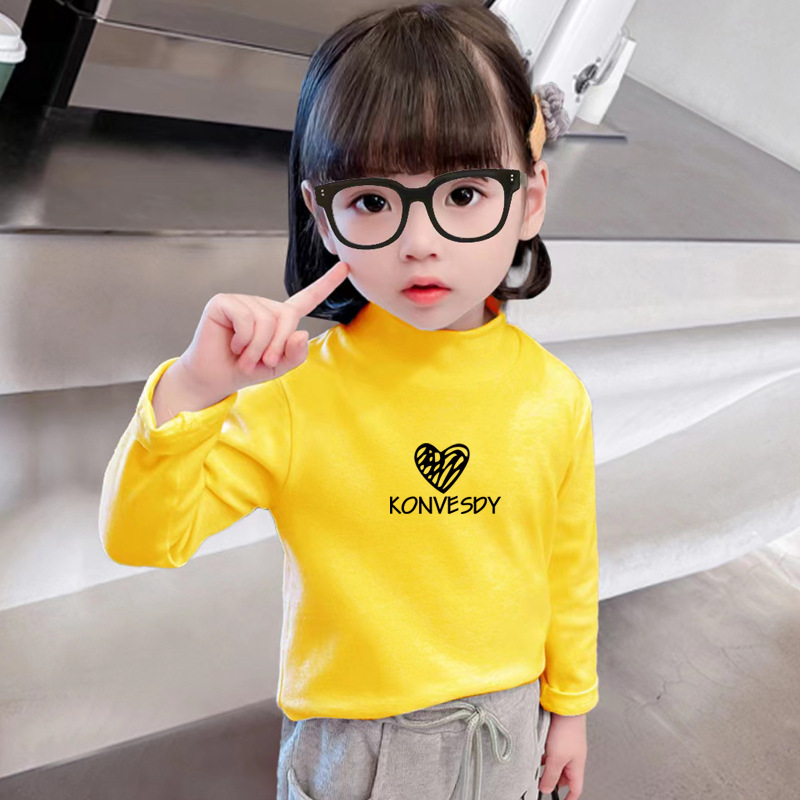 Picture of Girls' de Velvet bottoming shirt autumn and winter children's half turtleneck inner wear long sleeve baby boys' winter wear all-match warm top