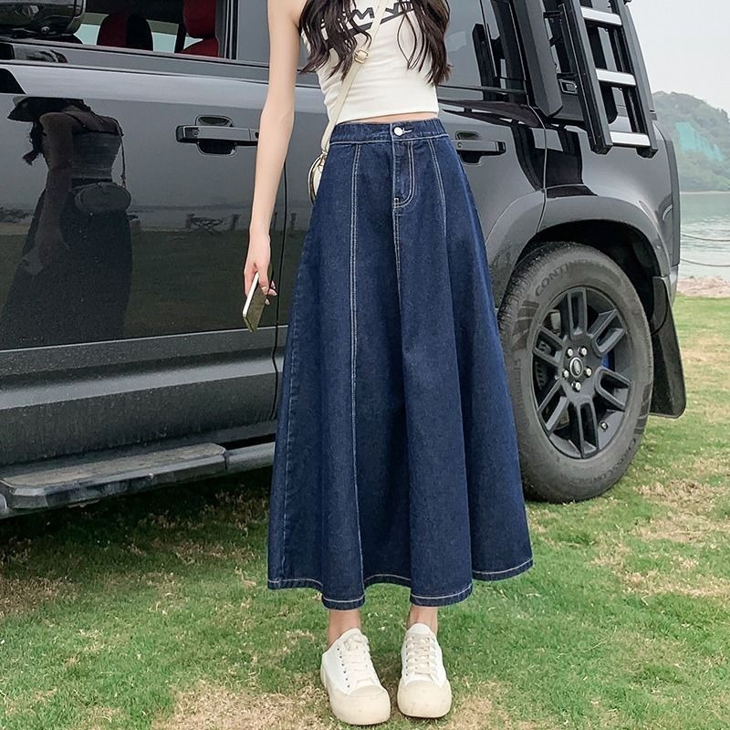 New High-Waisted Slim Skirt for Women 2025 Design Fishtail Popular Mid-Length A-Line Denim Umbrella Skirt