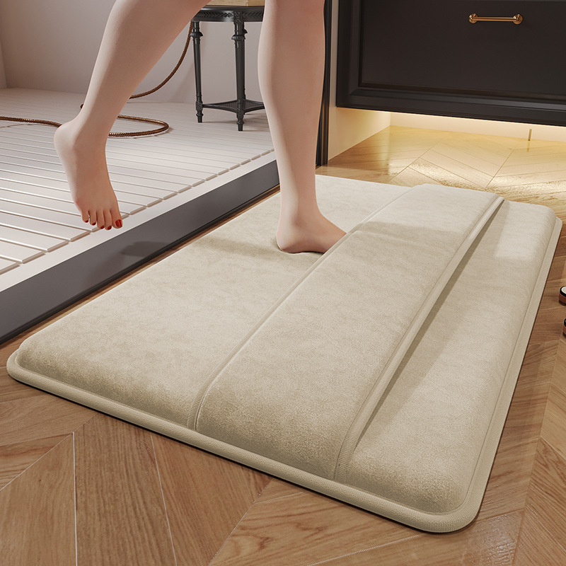Picture of Memory Foam Bathroom Mat Household Toilet Water Absorbent Floor Mat Shower Door Wipe Foot Mat Quick-drying Bathroom Door Mat
