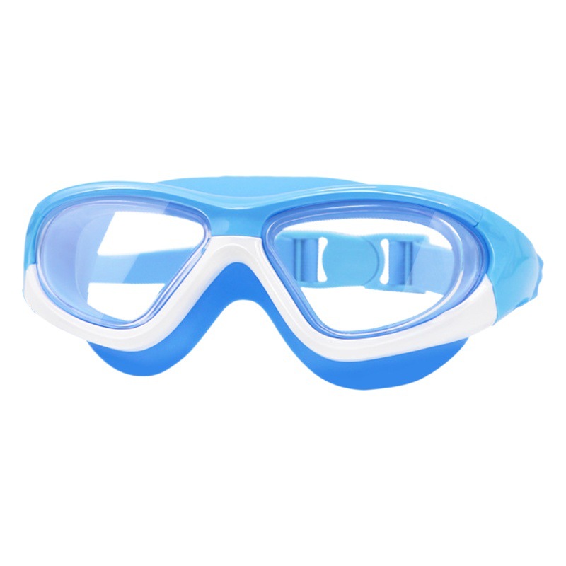 Children's swimming goggles one-piece earplug one-piece large frame fashion high-definition swimming glasses waterproof flat anti-fog swimming goggles