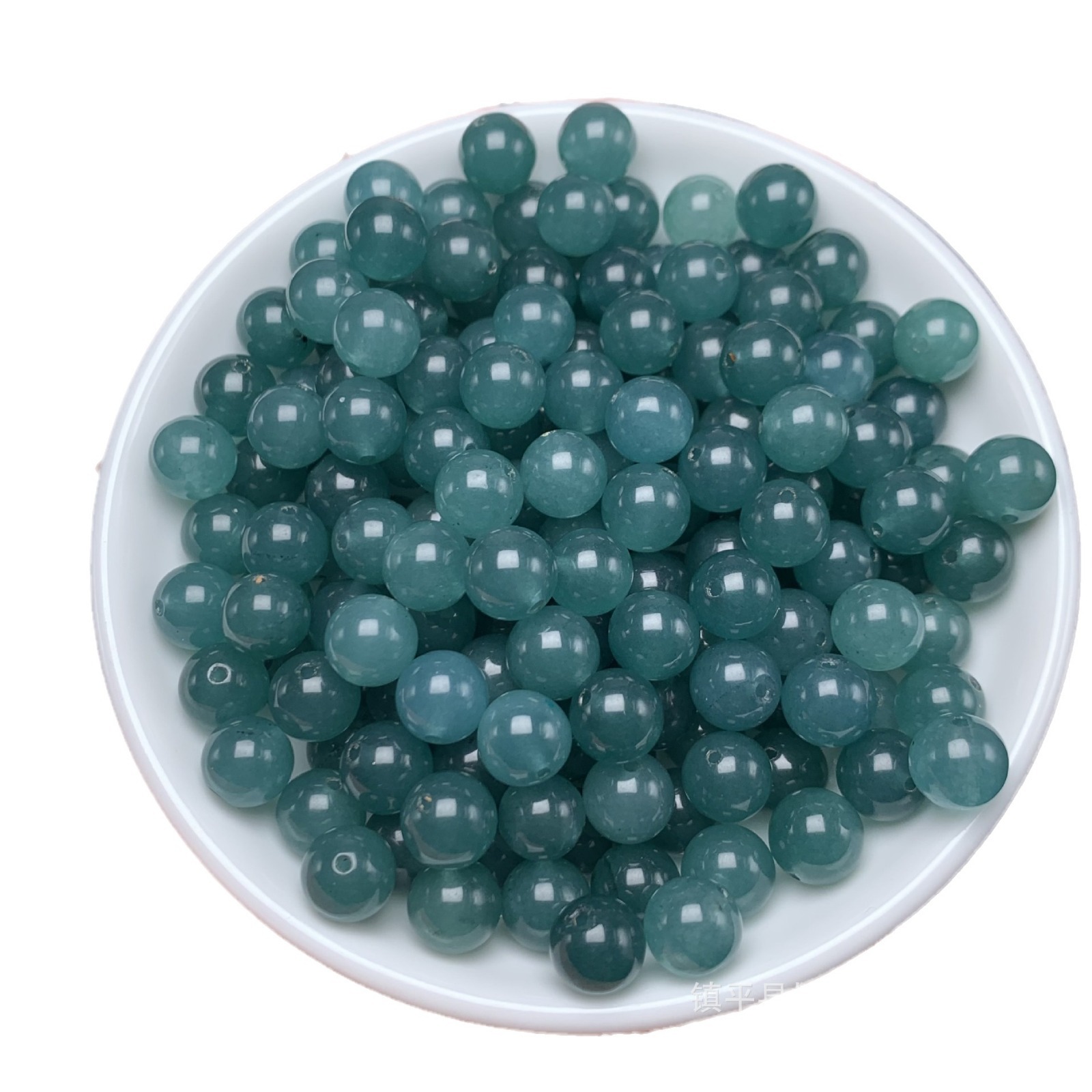 Picture of High ice jade blue water color 8mm round beads wholesale diy jade jewelry bracelet necklace loose beads jade beads bracelet