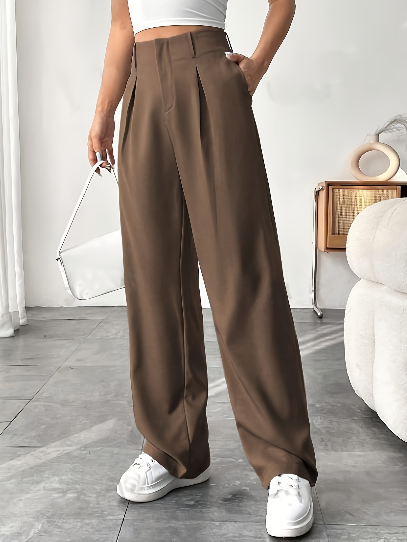 In-Stock European and American Cross-Border Commuting Drape Slimming Spring and Summer High-Waisted Wide-Leg Pants Versatile Casual Suit Pants Long Pants