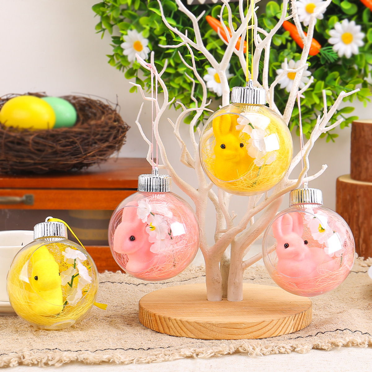 New Easter acrylic ball decorative pendant transparent bunny ball ball atmosphere decoration window pendant