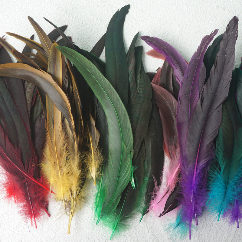 Color cock tail 20-25cm stage performance mask headdress diy decoration material funny cat stick cat toy feathers