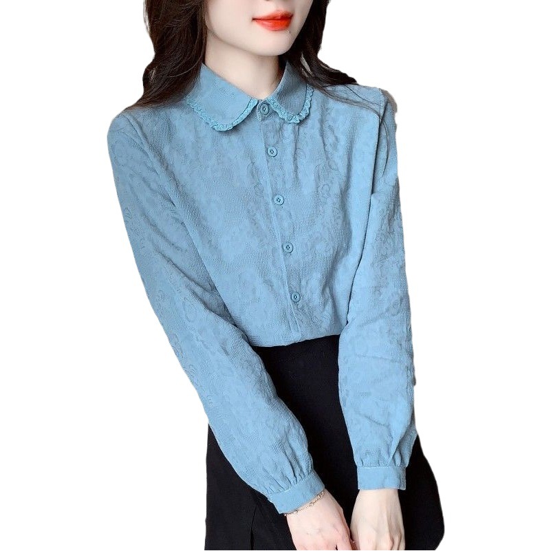 Women's cotton shirt 2024 spring new versatile fashion age-reducing lapel long sleeve shirt elegant top western style
