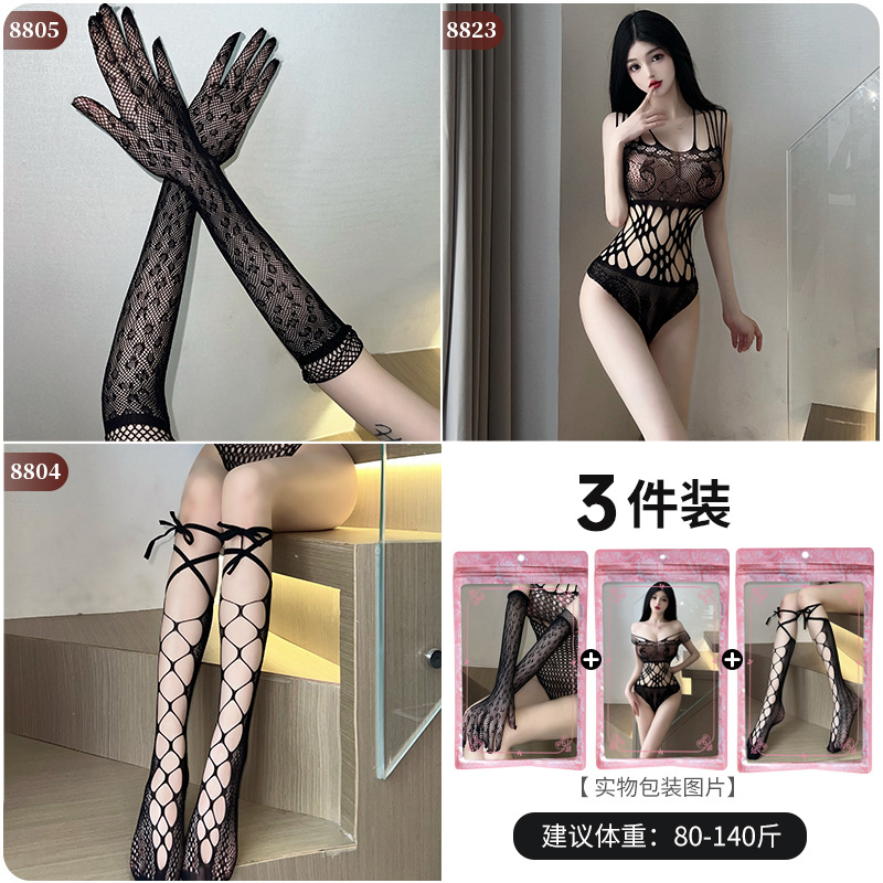 Picture of Lin Linting Sexy Large Size Silk Stockings Crotch-Free Net Clothes Passion Temptation Hot Flirting Bed Lingerie