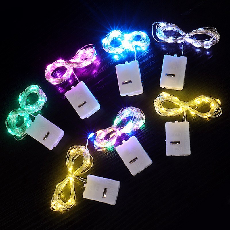 LED small white box button copper wire lamp string flower cake decorative lamp 3 adjustable atmosphere lamp string wholesale in large quantities