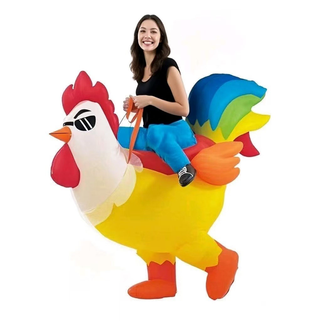 Picture of Halloween Costume Big Red Rooster Inflatable Suit Family Inflatable Costume Blue Rooster Inflatable Suit Performance Doll Suit