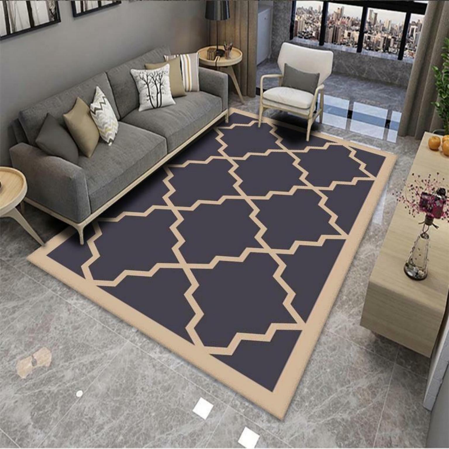 Picture of Modern Simple Living Room Carpet Geometric Pattern Home Study Sofa Printing and Dyeing Carpet Homestay Hotel Carpet Floor Mat