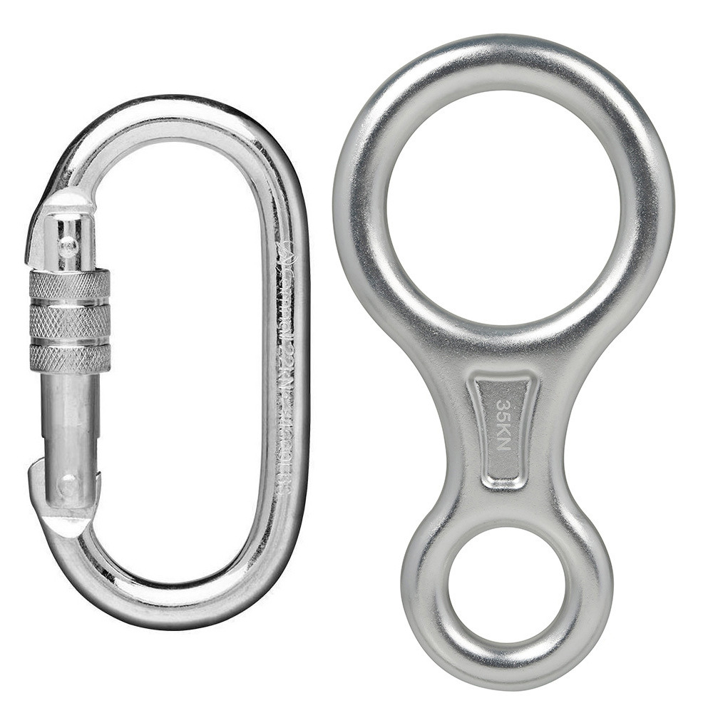 Picture of Outdoor eight-character ring quick-drop sliding buckle aluminum alloy eight-character ring descending device fire protection slow-drop protector rock climbing control hole