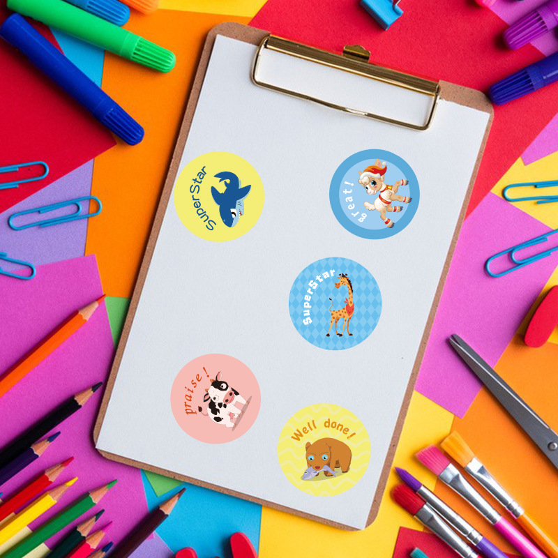 Picture of Student Reward Stickers Cute Kids Label Stickers Cartoon Animal Stickers Kindergarten TZ-DIY-DW-DW-2