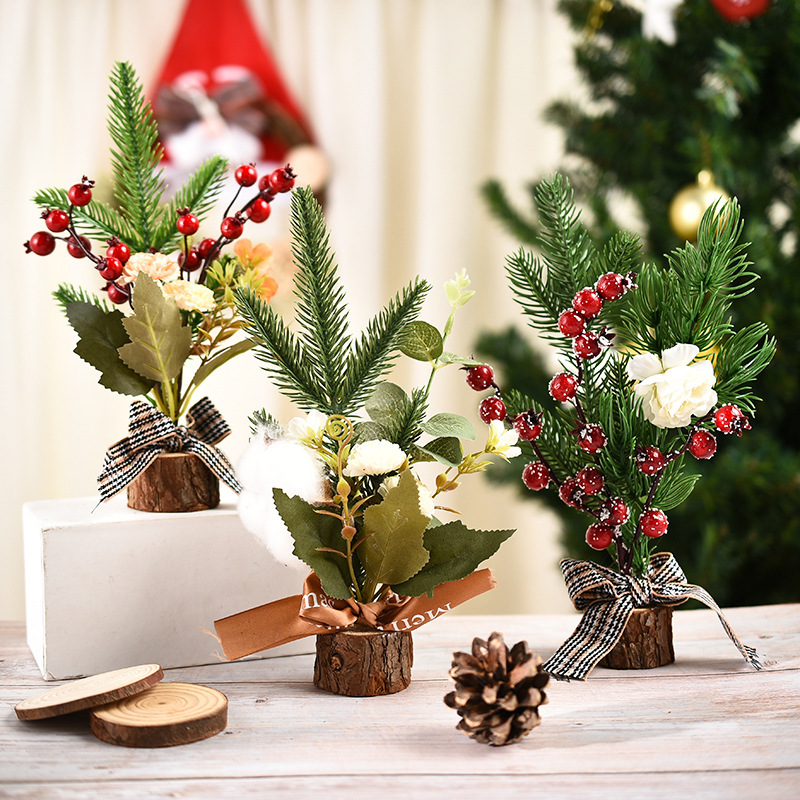 Picture of Christmas tree decoration small ornaments window mini Christmas tree gifts Christmas table small Christmas tree decorations