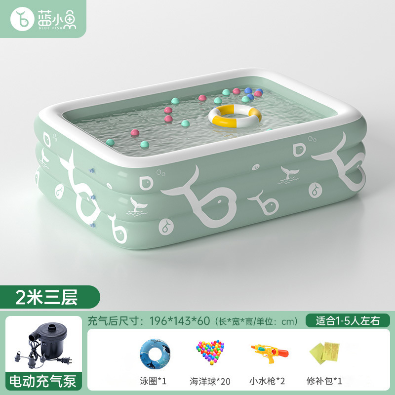 Picture of Household adult children outdoor inflatable swimming pool thickened children swimming pool baby play pool with slide sunshade